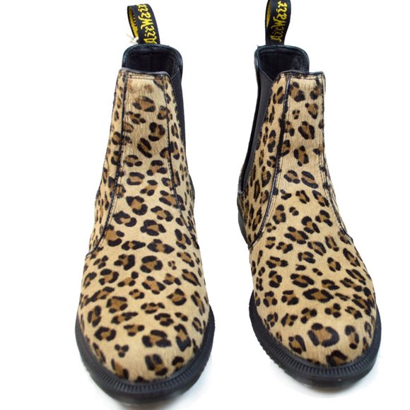 Dr. Martens Orange/ Brown Leopard Flora Hair Boot - Picture 5 of 10